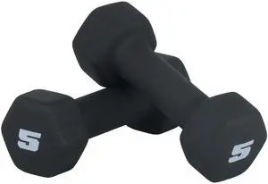 Barbell 5 LB Neoprene Dumbbell Hand Weights - Pair | Black Barbell 5 LB Neoprene Dumbbell Hand Weights - Pair | Black
