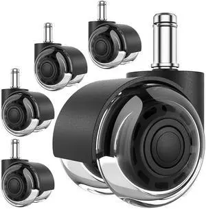 Office Chair Wheels, 2 Inch Replacement Soft Mute Desk Caster Wheels for Work & Gaming Chair, Heavy Duty and Safe Rolling for All Floors & Hardwood, Universal Fit for 98% of Chairs, Set of 5 Office Chair Wheels, 2 Inch Replacement Soft Mute Desk Caster Wheels for Work & Gaming Chair, Heavy Duty and Safe Rolling for All Floors & Hardwood, Universal Fit for 98% of Chairs, Set of 5