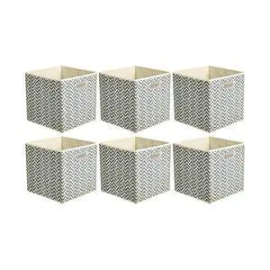 Collapsible Storage Bins with Handle, Space-Saving, Breathable Cube Organizer, 10.5" x 10.5" x 11", Chevron Grey, 6-Pack Collapsible Storage Bins with Handle, Space-Saving, Breathable Cube Organizer, 10.5" x 10.5" x 11", Chevron Grey, 6-Pack