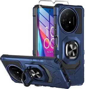 for TCL 50 XL 5G Phone Case TCL 50 XL NXTPAPER 5G Case with Tempered Glass Screen Protector,Military Grade Heavy Duty Shockproof Protective Cover,with Ring Kickstand (Blue) for TCL 50 XL 5G Phone Case TCL 50 XL NXTPAPER 5G Case with Tempered Glass Screen Protector,Military Grade Heavy Duty Shockproof Protective Cover,with Ring Kickstand (Blue)