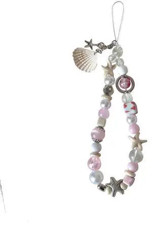 Cute Shell Cell Phone Lanyard Strap Charms - Handmade Starfish Phone Charms for Women (Pink) Cute Shell Cell Phone Lanyard Strap Charms - Handmade Starfish Phone Charms for Women (Pink)