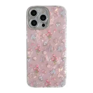 Cute Tulip Flowers Bow Shell Pattern Phone Case Compatible with iPhone Case (Pink,for iPhone 13) Cute Tulip Flowers Bow Shell Pattern Phone Case Compatible with iPhone Case (Pink,for iPhone 13)