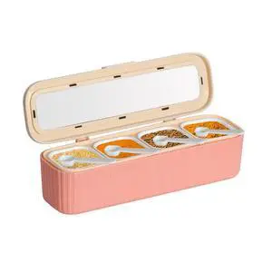 Clear Seasoning Box, 4 Packs Seasoning Rack Spice Pots, Condiment Jars Seasoning Box with Clear Covers and Spoons for Spice, Sugar, Salt, Pepper, Garlic Powder (Pink) Clear Seasoning Box, 4 Packs Seasoning Rack Spice Pots, Condiment Jars Seasoning Box with Clear Covers and Spoons for Spice, Sugar, Salt, Pepper, Garlic Powder (Pink)