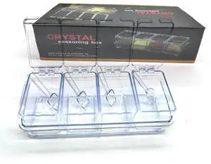 Transparent Seasoning Box,4 Pack Clear Seasoning Rack Spice Pots Condiments Containers with Lids and Spoons,Clear Seasoning Storage Container for Spice (Transparent) Transparent Seasoning Box,4 Pack Clear Seasoning Rack Spice Pots Condiments Containers with Lids and Spoons,Clear Seasoning Storage Container for Spice (Transparent)