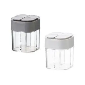 Multi Grid Four in One Flip Lid Seasoning Container for Family Restaurants, Camping, Travel, Cooking, Barbecue,White and Gray2 Pack Multi Grid Four in One Flip Lid Seasoning Container for Family Restaurants, Camping, Travel, Cooking, Barbecue,White and Gray2 Pack