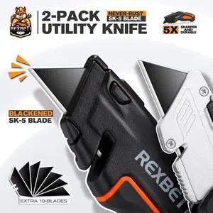 Box Cutter 4-Pack, Utility Knife with Blade Storage, 36 Blades Folding Utility Knife with Push Button, Retractable Box Cutter with Auto-Lock, SK5 Anti-Rust Blades, Quick Change for Packing Box Cutter 4-Pack, Utility Knife with Blade Storage, 36 Blades Folding Utility Knife with Push Button, Retractable Box Cutter with Auto-Lock, SK5 Anti-Rust Blades, Quick Change for Packing