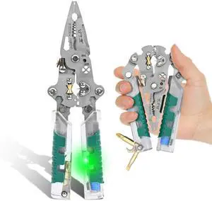 18-in-1 Folding Screwdriver Wire Stripper, with Voltage Tester & Crimping Tool, Multifunctional Electrician Tool for Cutting Stripping Wires, Pocket-Sized for DIY & Professional Use 18-in-1 Folding Screwdriver Wire Stripper, with Voltage Tester & Crimping Tool, Multifunctional Electrician Tool for Cutting Stripping Wires, Pocket-Sized for DIY & Professional Use