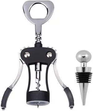Wing Corkscrew,Ilyever Premium Wine Opener with Bottle Stopper,Multifunctional Corkscrew Wine Cork Opener Bottler Opener Remover for Home, Kitchen,Restaurant,Party and as Gift,Black Wing Corkscrew,Ilyever Premium Wine Opener with Bottle Stopper,Multifunctional Corkscrew Wine Cork Opener Bottler Opener Remover for Home, Kitchen,Restaurant,Party and as Gift,Black