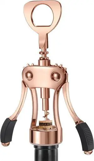 Wine Opener, Heavy-Duty Zinc Alloy Wing Corkscrew, Premium Beer Bottle Opener, Multifunctional Wine Accessories with Ergonomic Handle and Sharp Screw, for Kitchen, Bar, Restaurant (Rose Gold) Wine Opener, Heavy-Duty Zinc Alloy Wing Corkscrew, Premium Beer Bottle Opener, Multifunctional Wine Accessories with Ergonomic Handle and Sharp Screw, for Kitchen, Bar, Restaurant (Rose Gold)