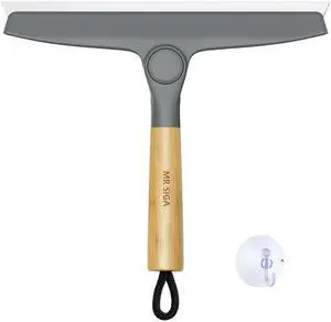 All Purpose Silicone Squeegee for Shower Door, Mirror, Glass, Streak Free Shower Squeegee, Pivoting Bamboo Handle, Includes 1 Suction Hook, 10 inch Wide, Gray, 1 Pack All Purpose Silicone Squeegee for Shower Door, Mirror, Glass, Streak Free Shower Squeegee, Pivoting Bamboo Handle, Includes 1 Suction Hook, 10 inch Wide, Gray, 1 Pack