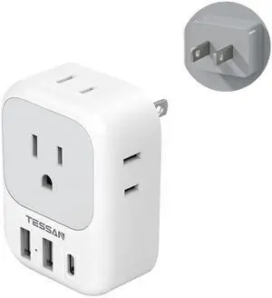 2 Prong to 3 Prong Adapter, Multi Plug Outlet Extender with 4 Outlets 3 USB Ports(1 USB C), Type A Travel for US to Japan, Philippines, Canada, Mexico, China, Thailand, Anguilla 2 Prong to 3 Prong Adapter, Multi Plug Outlet Extender with 4 Outlets 3 USB Ports(1 USB C), Type A Travel for US to Japan, Philippines, Canada, Mexico, China, Thailand, Anguilla