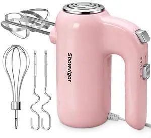 Hand Mixer, 5-Speed Electric Whisk with Turbo Boost Includes 6 Stainless Steel Attachments - Great Stand Mixer Alternative for Baking Cakes, Bread & More Hand Mixer, 5-Speed Electric Whisk with Turbo Boost Includes 6 Stainless Steel Attachments - Great Stand Mixer Alternative for Baking Cakes, Bread & More