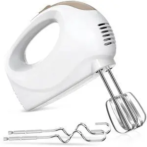 Hand Mixer - 5 Speed Portable Kitchen Mixer Electric Handheld with 5 Stainless Steel Accessories Whisk, Food Beater, Ivory Hand Mixer - 5 Speed Portable Kitchen Mixer Electric Handheld with 5 Stainless Steel Accessories Whisk, Food Beater, Ivory