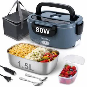 Electric Lunch Box, 80W Heated Lunch Box for Adults, 1.5L Portable Fast Heating Food Warmer for Car/Truck/Work/Travel, 12/24/110V Lonchera Eléctrica Portátil Electric Lunch Box, 80W Heated Lunch Box for Adults, 1.5L Portable Fast Heating Food Warmer for Car/Truck/Work/Travel, 12/24/110V Lonchera Eléctrica Portátil