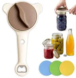 4 in 1 Multi-Purpose Jar Opener, Adjustable Stainless Steel Lid Remover for Seniors & Arthritis Sufferers, Jar Opener for Weak Hands with Bottle Cap Opener, Fits Kitchen Jars, Bottles & Cans (Beige) 4 in 1 Multi-Purpose Jar Opener, Adjustable Stainless Steel Lid Remover for Seniors & Arthritis Sufferers, Jar Opener for Weak Hands with Bottle Cap Opener, Fits Kitchen Jars, Bottles & Cans (Beige)