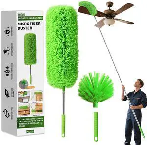 Cobweb Duster with Extension Pole, Washable Cleaning Duster Set with 2 Duster Heads, Corner Brush, 15-110-Inch Telescoping Pole for high Ceiling Fans, Long Duster for high CeilingsSpider Web Brush Cobweb Duster with Extension Pole, Washable Cleaning Duster Set with 2 Duster Heads, Corner Brush, 15-110-Inch Telescoping Pole for high Ceiling Fans, Long Duster for high CeilingsSpider Web Brush