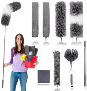Dusters for Cleaning,9Pcs Feather Duster with Extension Pole Up to 100'',Bendable Extendable Long Feather Duster for Cleaning Fan,High Ceiling,Blinds,Furniture,Cars Dusters for Cleaning,9Pcs Feather Duster with Extension Pole Up to 100'',Bendable Extendable Long Feather Duster for Cleaning Fan,High Ceiling,Blinds,Furniture,Cars