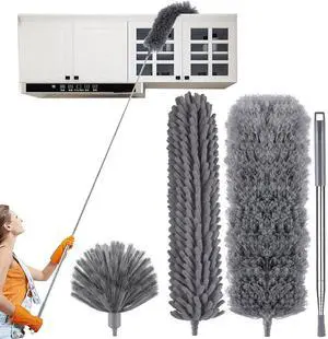 4 Pcs Microfiber Cobweb Duster with 100-inch Extendable Pole, Washable and Reusable Feather Cleaning Duster Kit with 3 Duster Heads,Dusters for Cleaning with Telescopic Pole for High Ceiling Fan 4 Pcs Microfiber Cobweb Duster with 100-inch Extendable Pole, Washable and Reusable Feather Cleaning Duster Kit with 3 Duster Heads,Dusters for Cleaning with Telescopic Pole for High Ceiling Fan