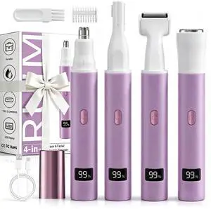 Electric Nose Hair Trimmer for Women, 4-in-1 Painless Facial Grooming Kit with Eyebrow Trimmer, Nose & Ear Trimmer, Facial Shaver - USB-C Rechargeable, Waterproof, LED Display Electric Nose Hair Trimmer for Women, 4-in-1 Painless Facial Grooming Kit with Eyebrow Trimmer, Nose & Ear Trimmer, Facial Shaver - USB-C Rechargeable, Waterproof, LED Display