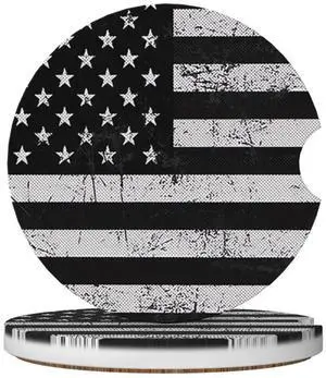 Black White American Flag Absorbent Ceramic Car Coasters for Cup Holders, 2.56" Anti Slip Insert Cup Coasters for Women Men (2 PCS) Black White American Flag Absorbent Ceramic Car Coasters for Cup Holders, 2.56" Anti Slip Insert Cup Coasters for Women Men (2 PCS)