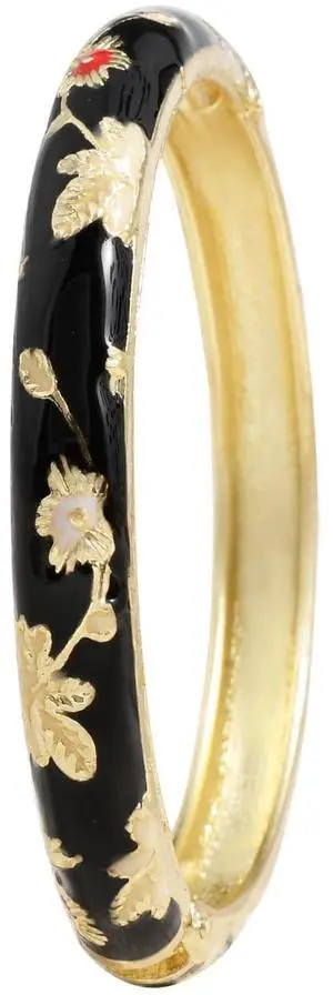 Flower Bracelet Gold Plated Bangle Vintage Cloisonne Cuff Floral Chinoiserie Elegant Vibrant Ethnic Colorful Summer Charm For Women Best Friend Mom Sister Jewelry Gifts Black Flower Bracelet Gold Plated Bangle Vintage Cloisonne Cuff Floral Chinoiserie Elegant Vibrant Ethnic Colorful Summer Charm For Women Best Friend Mom Sister Jewelry Gifts Black