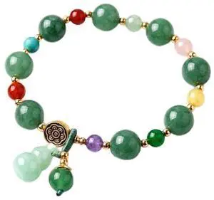 Feng Shui Handmade Chinese Wu Lou/Hu Lou Bracelet for Women, Lucky Charm Stretch Bracelet, Protection & Prosperity Jewelry Gift Feng Shui Handmade Chinese Wu Lou/Hu Lou Bracelet for Women, Lucky Charm Stretch Bracelet, Protection & Prosperity Jewelry Gift