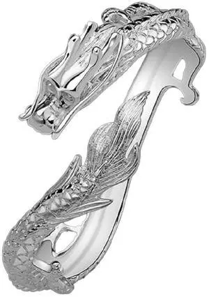 Fashion Sterling Silver Dragon Phoenix Bracelet, Handmade Carved Dainty Chinese Style Lucky Bangle Bracelets, Vintage Punk Bracelet for Couple, Cocktail Statement Promise Open Bracelet Fashion Sterling Silver Dragon Phoenix Bracelet, Handmade Carved Dainty Chinese Style Lucky Bangle Bracelets, Vintage Punk Bracelet for Couple, Cocktail Statement Promise Open Bracelet
