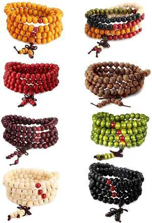 8Pcs 108 Mala Bead Bracelets 8MM Tibetan Buddha Wood Beaded Sandalwood Link Wrist Necklace Chain Bracelets Multilayer Buddhist Prayer Strand Bracelet Meditation Necklace Elastic Chinese Knot 8Pcs 108 Mala Bead Bracelets 8MM Tibetan Buddha Wood Beaded Sandalwood Link Wrist Necklace Chain Bracelets Multilayer Buddhist Prayer Strand Bracelet Meditation Necklace Elastic Chinese Knot