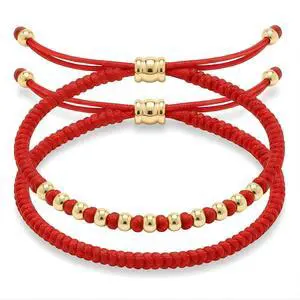 Lucky Red String Bracelet With Gold plated Beads Lucky Red String Bracelet With Gold plated Beads