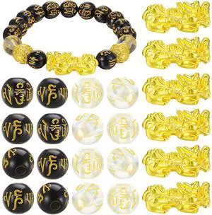 210 Pcs 2026 Feng Shui Beads Pi Xiu Brass Charm Strands Beads Chinese Golden Pixiu Charms Resin Lucky Round Loose Obsidian Jewelry for Wealth Amulet Fortune Bracelet Making(Black, Transparent) 210 Pcs 2026 Feng Shui Beads Pi Xiu Brass Charm Strands Beads Chinese Golden Pixiu Charms Resin Lucky Round Loose Obsidian Jewelry for Wealth Amulet Fortune Bracelet Making(Black, Transparent)