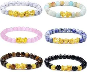 6 Pcs Feng Shui Bracelets Bulk for Men Women, Wealth and Luck Bracelet with Pixiu Charm for Protection Lucky Pi Yao Beaded Decorations Chinese Jewelry Gifts 6 Pcs Feng Shui Bracelets Bulk for Men Women, Wealth and Luck Bracelet with Pixiu Charm for Protection Lucky Pi Yao Beaded Decorations Chinese Jewelry Gifts