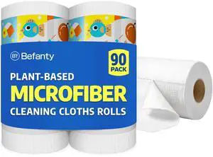 90 Pack Plant-Based Microfiber Cleaning Cloth Rolls, Washable & Reusable Paper Towels for Kitchen, Ultra Absorbent, Scratch Free, Lint Free, Cleaning Supplies, 8.6" x 11.8" (2 Rolls) 90 Pack Plant-Based Microfiber Cleaning Cloth Rolls, Washable & Reusable Paper Towels for Kitchen, Ultra Absorbent, Scratch Free, Lint Free, Cleaning Supplies, 8.6" x 11.8" (2 Rolls)