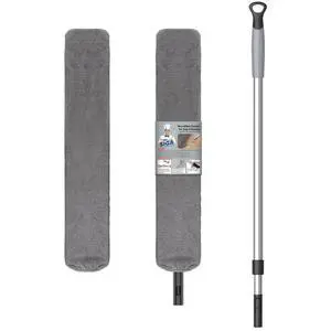 Flexible Microfiber Long Duster for Gap Cleaning, Stainless Steel Adjustable Handle, Washable Gap Cleaning Duster Gray Flexible Microfiber Long Duster for Gap Cleaning, Stainless Steel Adjustable Handle, Washable Gap Cleaning Duster Gray