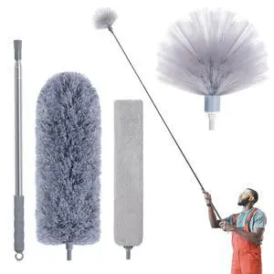 Duster with Extension Pole, Skinny Duster/Under Appliance Cleaning Tool & Spider Web Brush & Ceiling Cleaner, 100" Microfiber Feather Cleaner with Washable Head for Fan Furniture Wall Duster with Extension Pole, Skinny Duster/Under Appliance Cleaning Tool & Spider Web Brush & Ceiling Cleaner, 100" Microfiber Feather Cleaner with Washable Head for Fan Furniture Wall