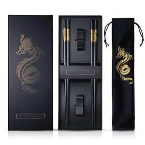 Golden Dragon Chopsticks Set-Premium Alloy Metal Reusable Chopsticks with Holder & Gift Bag, Traditional Chinese & Japanese Style Design, Dishwasher Safe, Elegant Gift Box (2 Pairs) Golden Dragon Chopsticks Set-Premium Alloy Metal Reusable Chopsticks with Holder & Gift Bag, Traditional Chinese & Japanese Style Design, Dishwasher Safe, Elegant Gift Box (2 Pairs)