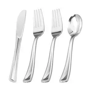 60PCS Silver Plastic Silverware, Silver Disposable Utensils, Heavy Duty Cutlery Set of 30 Forks, 15 Spoons, 15 Knives for Party, Christmas, Wedding, Catering and Daily Use 60PCS Silver Plastic Silverware, Silver Disposable Utensils, Heavy Duty Cutlery Set of 30 Forks, 15 Spoons, 15 Knives for Party, Christmas, Wedding, Catering and Daily Use