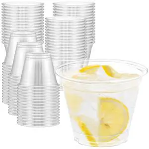 100 Pack 9 oz Clear Plastic Cups, Sturdy & Food Safe Disposable Plastic Cups for Wine Cocktail Punch 100 Pack 9 oz Clear Plastic Cups, Sturdy & Food Safe Disposable Plastic Cups for Wine Cocktail Punch