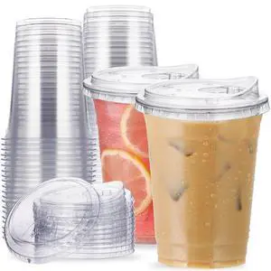 16 oz Clear Plastic Cups with Strawless-Sip-Lids, 25 Sets Disposable Cup Plastic Iced Coffee Cups, To Go Cup with Sip Through Lids for Smoothie, Milkshake, Cold Drinks for Party, Wedding, Event 16 oz Clear Plastic Cups with Strawless-Sip-Lids, 25 Sets Disposable Cup Plastic Iced Coffee Cups, To Go Cup with Sip Through Lids for Smoothie, Milkshake, Cold Drinks for Party, Wedding, Event