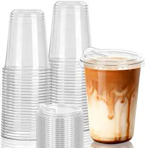 25 Set Clear Plastic Cups with Sip Lids, 16oz Disposable Plastic Iced Coffee Cups with Lids, Round Bottom To Go Iced Coffee Cups with Lid for Coffee, Juice, Cold Drinks, Latte 25 Set Clear Plastic Cups with Sip Lids, 16oz Disposable Plastic Iced Coffee Cups with Lids, Round Bottom To Go Iced Coffee Cups with Lid for Coffee, Juice, Cold Drinks, Latte