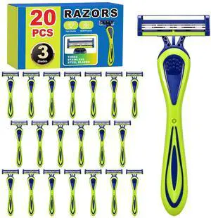 Disposable 3-Blade Razors for Men Shaving Razors- 20 Count Disposable 3-Blade Razors for Men Shaving Razors- 20 Count