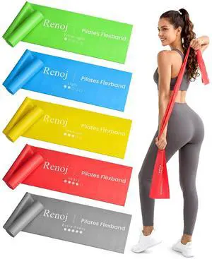 Pilates Flexbands, 5-Pack Latex-Free Resistance Bands Set Exercise Bands for Pilates, Yoga, Stretching & Physical Therapy | Home Gym Equipment for Women & Men Pilates Flexbands, 5-Pack Latex-Free Resistance Bands Set Exercise Bands for Pilates, Yoga, Stretching & Physical Therapy | Home Gym Equipment for Women & Men