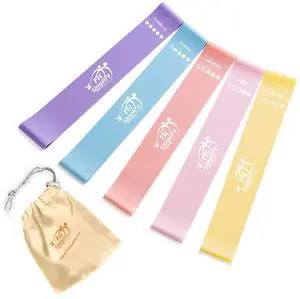 Resistance Loop Exercise Bands with Instruction Guide and Carry Bag, Set of 5 Resistance Loop Exercise Bands with Instruction Guide and Carry Bag, Set of 5