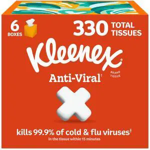 Anti-Viral Facial Tissues, 6 Cube Boxes, 55 Tissues per Box, 3-Ply (330 Total), Packaging May Vary Anti-Viral Facial Tissues, 6 Cube Boxes, 55 Tissues per Box, 3-Ply (330 Total), Packaging May Vary