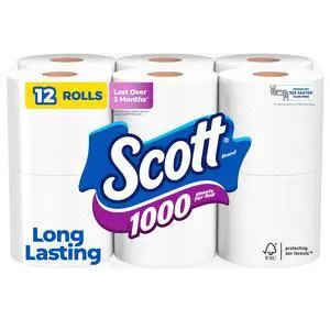 1000 Sheets Per Roll, 12 Toilet Paper Rolls, Bath Tissue 1000 Sheets Per Roll, 12 Toilet Paper Rolls, Bath Tissue