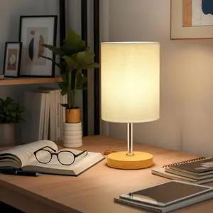 Small Table Lamp for Bedroom, Bedside Lamp with 3000K Warm LED Bulb Included, Nightstand Lamp for Living Room Office Dorm Kids Room, Easy Assemble Minimalist Cream Shade & Wood Base(5W) Small Table Lamp for Bedroom, Bedside Lamp with 3000K Warm LED Bulb Included, Nightstand Lamp for Living Room Office Dorm Kids Room, Easy Assemble Minimalist Cream Shade & Wood Base(5W)
