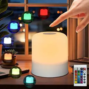 Night Light Bedside Lamp with Touch and Remote Control, 13 RGB Colors Changing 5 Brightness Dimmable Table lamp, Rechargeable Portable Desk Lamp for Baby Kids Nursery Bedroom Outdoor Camping Night Light Bedside Lamp with Touch and Remote Control, 13 RGB Colors Changing 5 Brightness Dimmable Table lamp, Rechargeable Portable Desk Lamp for Baby Kids Nursery Bedroom Outdoor Camping