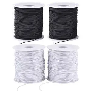 Stretchy String for Bracelets, 4 Rolls 1 mm Sturdy Elastic String Elastic Cord for Jewelry Making, Necklaces, Beading (2 Black+ 2 White) Stretchy String for Bracelets, 4 Rolls 1 mm Sturdy Elastic String Elastic Cord for Jewelry Making, Necklaces, Beading (2 Black+ 2 White)