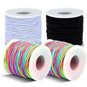 Stretchy Bracelet String 4 Rolls 660FT Elastic String for Bracelet DIY Crafts, 1mm Stretchy Cord for Jewelry Making Sewing Necklace Beading, (Black, White, Rainbow*2) Stretchy Bracelet String 4 Rolls 660FT Elastic String for Bracelet DIY Crafts, 1mm Stretchy Cord for Jewelry Making Sewing Necklace Beading, (Black, White, Rainbow*2)