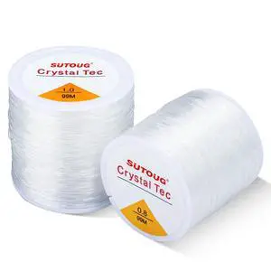 0.8mm & 1.0mm Elastic String for Bracelets, 2 Rolls Strong Stretchy Bracelet String for Jewelry Making, Clear Crystal Beading Cord for Clay Beads, Letter Beads, Kandi & DIY Crafts - 216 Yards 0.8mm & 1.0mm Elastic String for Bracelets, 2 Rolls Strong Stretchy Bracelet String for Jewelry Making, Clear Crystal Beading Cord for Clay Beads, Letter Beads, Kandi & DIY Crafts - 216 Yards