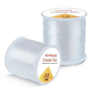 Elastic String for Bracelets, 2 Rolls 0.8mm and 1.0mm Crystal Elastic Cord for Bracelet Beads Jewelry DIY Crafts Bracelets Necklaces White (200M) Elastic String for Bracelets, 2 Rolls 0.8mm and 1.0mm Crystal Elastic Cord for Bracelet Beads Jewelry DIY Crafts Bracelets Necklaces White (200M)